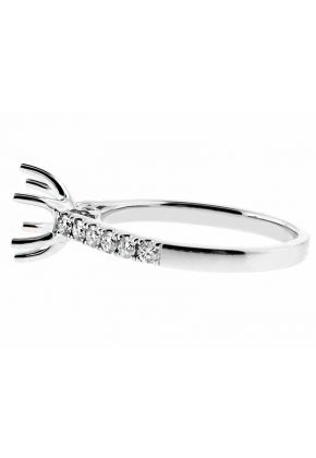 Single Row Diamond Engagement Ring Semi Mount in 18kt White Gold