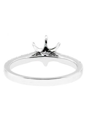 Single Row Diamond Engagement Ring Semi Mount in 18kt White Gold