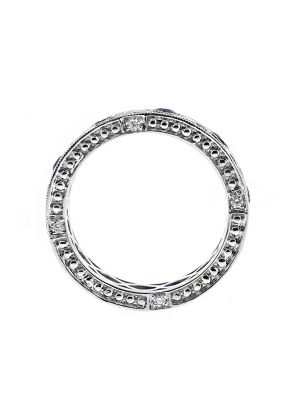 Vintage Style Genuine Sapphire and Diamond Eternity Ring in 18kt White Gold