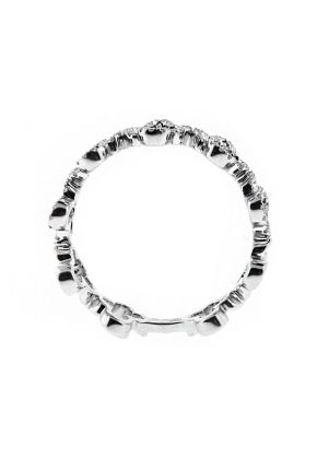 6.9mm Wide Open Clover Design Ladies Ring in 18kt White Gold