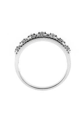 6.8mm Wide Open Hexagon Design Diamond Ring in 18kt White Gold