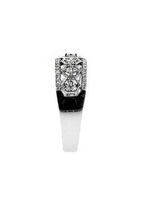 6.8mm Wide Open Hexagon Design Diamond Ring in 18kt White Gold