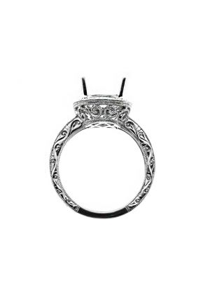 8x8 mm Center Cushion Halo Diamond Engagement Ring Semi Mount in 18kt White Gold