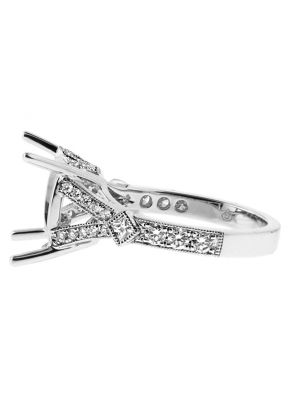 12x10mm For Center, Split Shank Decorative Crown Diamond Engagement Ring Semi Mount