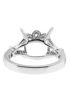 12x10mm For Center, Split Shank Decorative Crown Diamond Engagement Ring Semi Mount