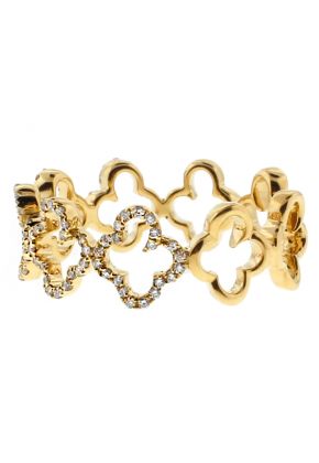 6.9mm Wide Open Clover Design Ladies Ring in 18kt Yellow Gold