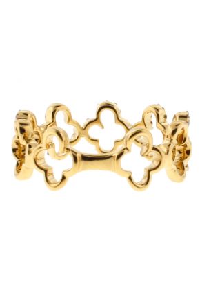 6.9mm Wide Open Clover Design Ladies Ring in 18kt Yellow Gold