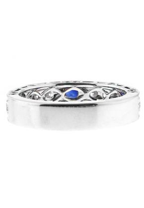 Sapphire and Diamond Vintage Style Ladies Ring in 18kt White Gold