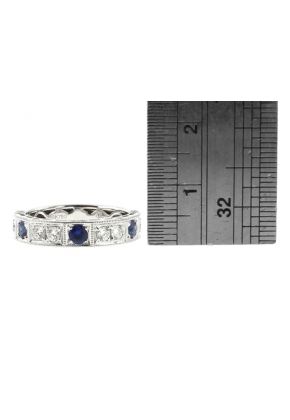 Sapphire and Diamond Vintage Style Ladies Ring in 18kt White Gold