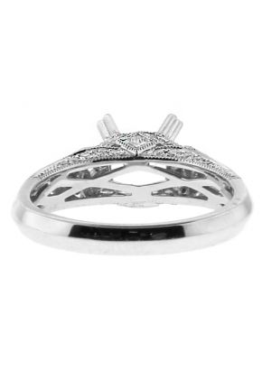 Vintage Detailed Diamond Engagement Ring Semi Mount in 18kt White Gold