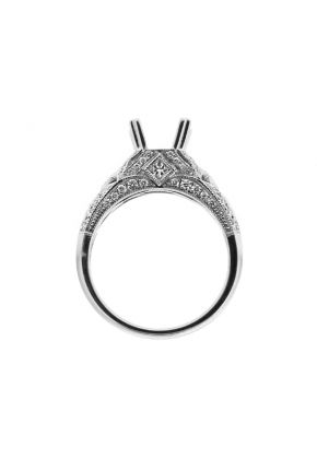 Vintage Detailed Diamond Engagement Ring Semi Mount in 18kt White Gold