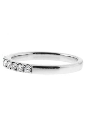 2.3mm Single Row 10 Stone Ladies Diamond Wedding Band in 18kt White Gold