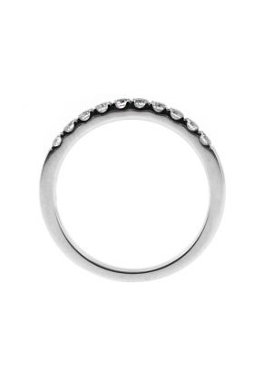 2.3mm Single Row 10 Stone Ladies Diamond Wedding Band in 18kt White Gold