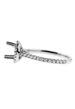 Round Diamond Halo Engagement Ring Semi Mount in 18kt White Gold