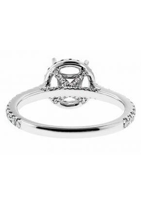 Round Diamond Halo Engagement Ring Semi Mount in 18kt White Gold
