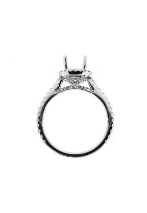 Round Diamond Halo Engagement Ring Semi Mount in 18kt White Gold