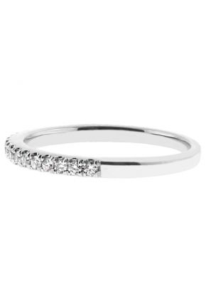 2mm Thin Single Row 18 Round Diamonds Wedding Band Ring in 18kt White Gold
