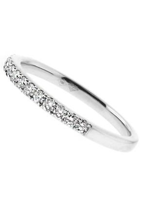 2mm Thin Single Row 18 Round Diamonds Wedding Band Ring in 18kt White Gold
