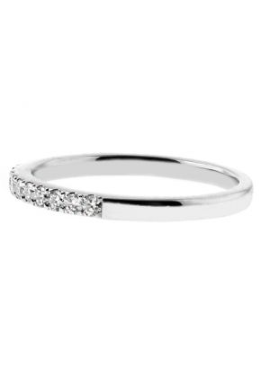 2mm Thin Single Row 18 Round Diamonds Wedding Band Ring in 18kt White Gold