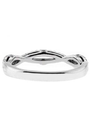 Two Row Twist with 3 Bezeled Diamonds on Side Profile, Diamond Ring in 18kt White Gold