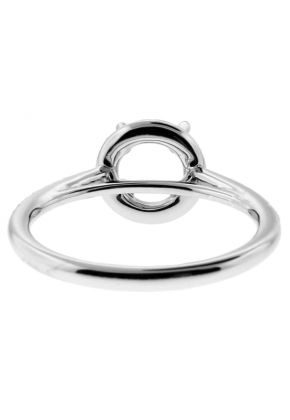 Round Halo Single Row Diamond Shank Engagement Ring Semi Mount in 18kt White Gld
