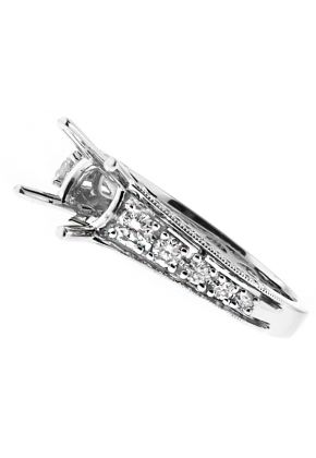 3 Sided, Graduating Shank, Diamond Engagement Ring Semi Mount