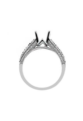 3 Sided, Graduating Shank, Diamond Engagement Ring Semi Mount