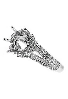 Flower in Bloom Diamond Engagement Ring Semi Mount in 18kt White Gold