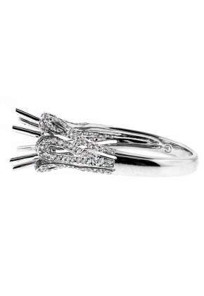 Flower in Bloom Diamond Engagement Ring Semi Mount in 18kt White Gold