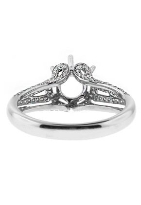 Flower in Bloom Diamond Engagement Ring Semi Mount in 18kt White Gold