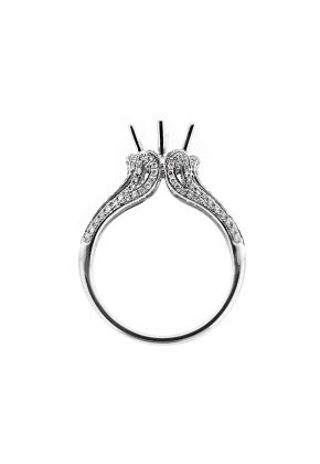 Flower in Bloom Diamond Engagement Ring Semi Mount in 18kt White Gold