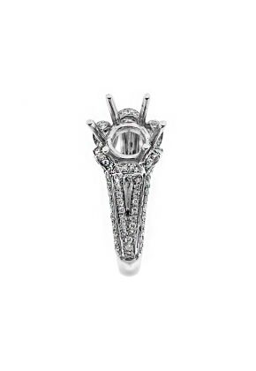 Flower in Bloom Diamond Engagement Ring Semi Mount in 18kt White Gold