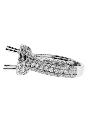 9x7mm Oval Halo, Diamonds in Every Angle, Engagement Ring Semi Mount