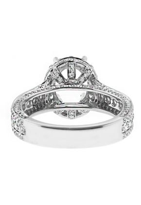 9x7mm Oval Halo, Diamonds in Every Angle, Engagement Ring Semi Mount