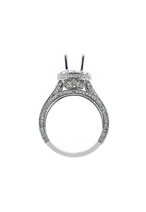 9x7mm Oval Halo, Diamonds in Every Angle, Engagement Ring Semi Mount