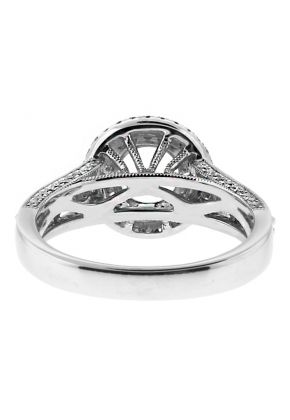 Double Round Halo, 3 Sides Full Of Diamonds, Engagement Ring Semi Mount