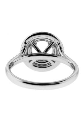 Double Round Halo, Single to Double Row Diamond Shank Engagement Ring Semi Mount