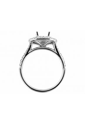Double Round Halo, Single to Double Row Diamond Shank Engagement Ring Semi Mount