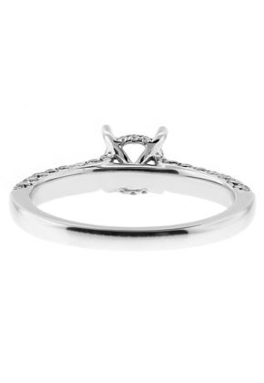 2.4mm Wide Rounded Pave Shank Diamond Engagement Ring Semi Mount in 18kt White Gold