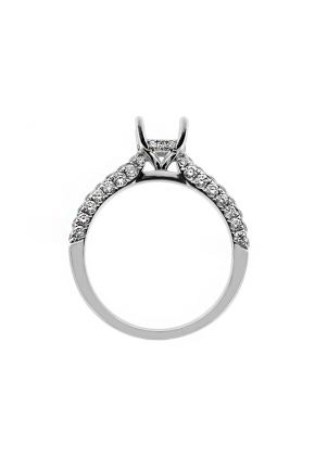 2.4mm Wide Rounded Pave Shank Diamond Engagement Ring Semi Mount in 18kt White Gold
