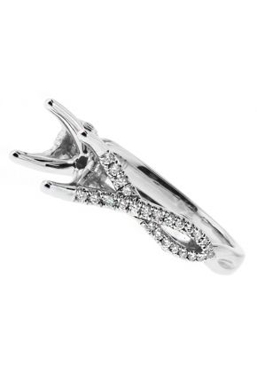 Open Diamond Twist with Scrolled Sides with hidden Diamonds, Engagement RIng Semi Mount