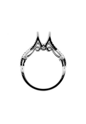 Open Diamond Twist with Scrolled Sides with hidden Diamonds, Engagement RIng Semi Mount