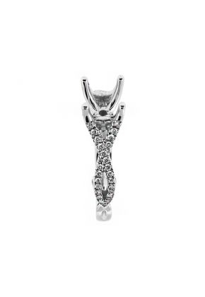 Open Diamond Twist with Scrolled Sides with hidden Diamonds, Engagement RIng Semi Mount
