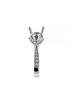 Very Thin Graduating Diamonds, Engagement Ring Semi Mount in 18kt White Gold