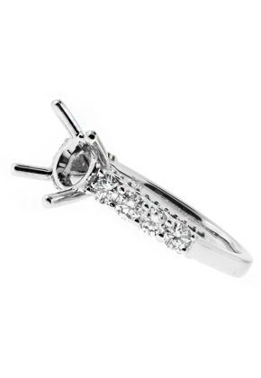 Single Row Diamond Shank, Ball Beading and Diamond Detail Side Profile, Engagement Ring Semi Mount