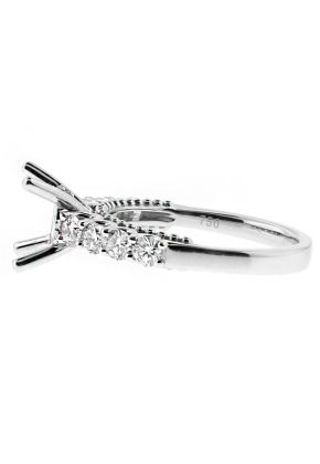 Single Row Diamond Shank, Ball Beading and Diamond Detail Side Profile, Engagement Ring Semi Mount