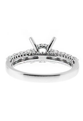 Single Row Diamond Shank, Ball Beading and Diamond Detail Side Profile, Engagement Ring Semi Mount