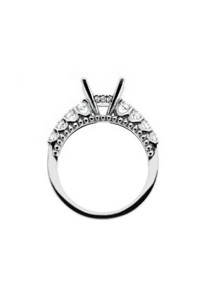 Single Row Diamond Shank, Ball Beading and Diamond Detail Side Profile, Engagement Ring Semi Mount