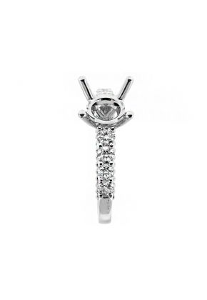 Single Row Diamond Shank, Ball Beading and Diamond Detail Side Profile, Engagement Ring Semi Mount