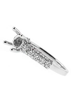 Diamonds in Front and Side Profile, Engagement Ring Semi Mount in 18kt White Gold